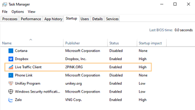 Set Live Traffic to launch automatically at Windows 10 startup